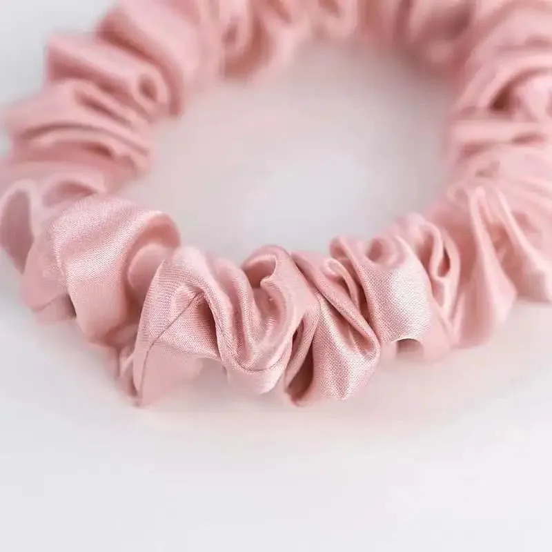 100% Natural Mulberry Silk Headband Rubber Bands Hair Ties Gum Elastic Ponytail Holders No Damage for Women Girls 19 Momme 1.5CM