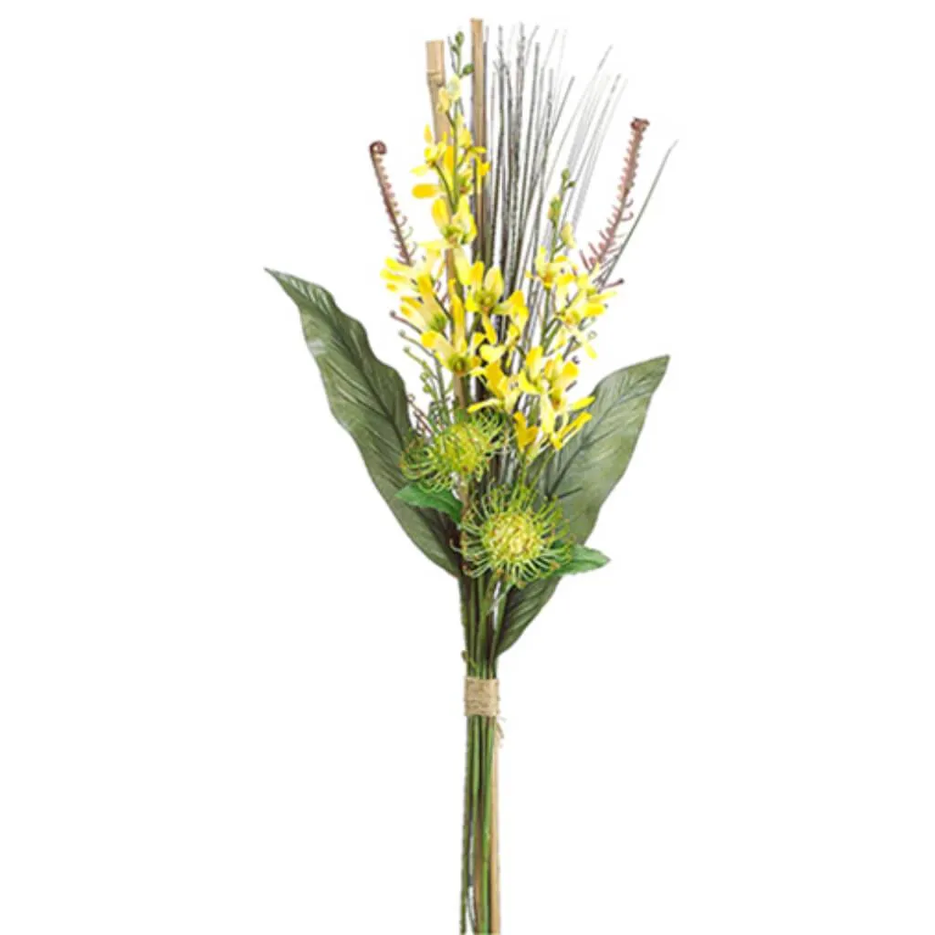 31in Dendrobium Orchid Protea Bundle Yellow Green