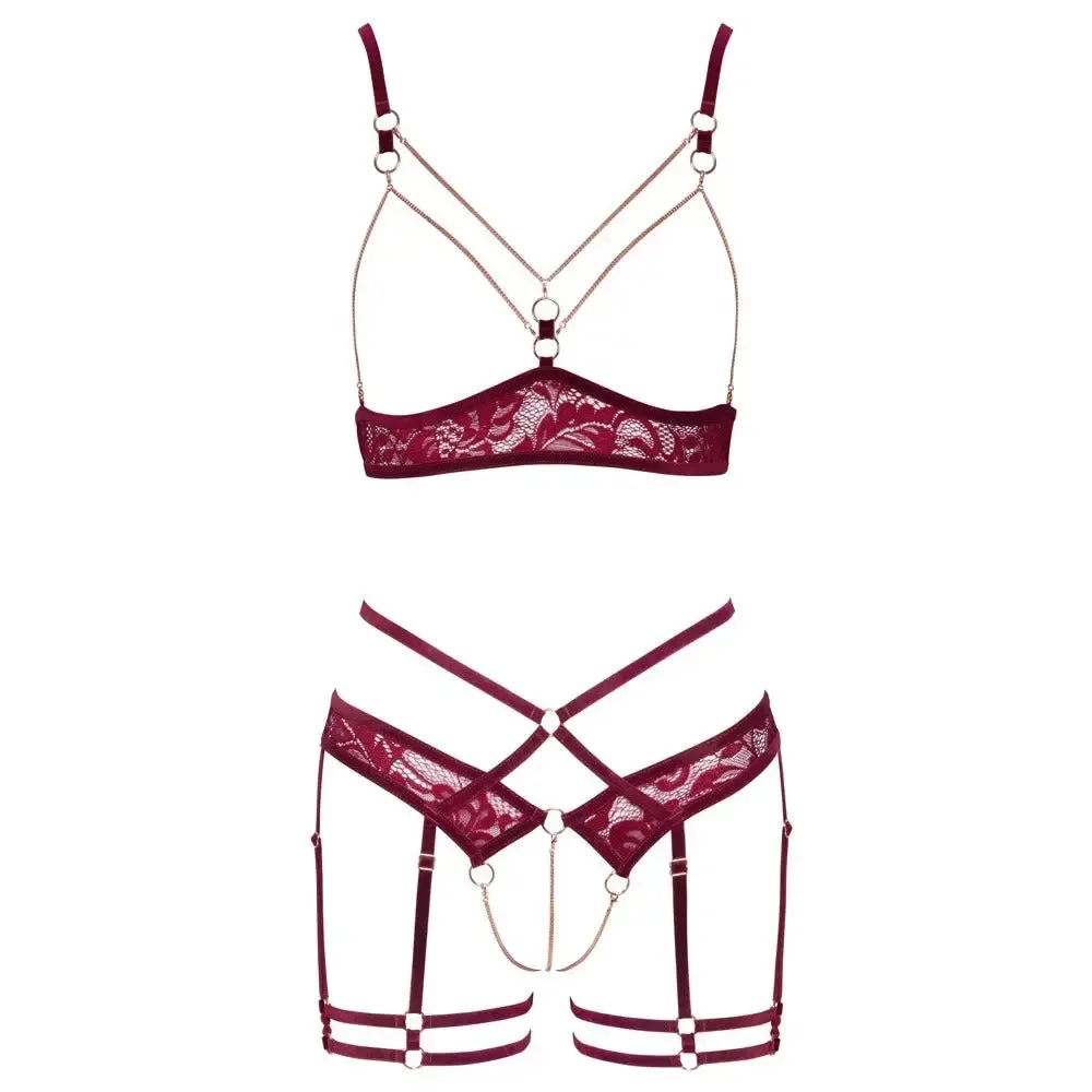 Abierta Fina Open Red Lace Set