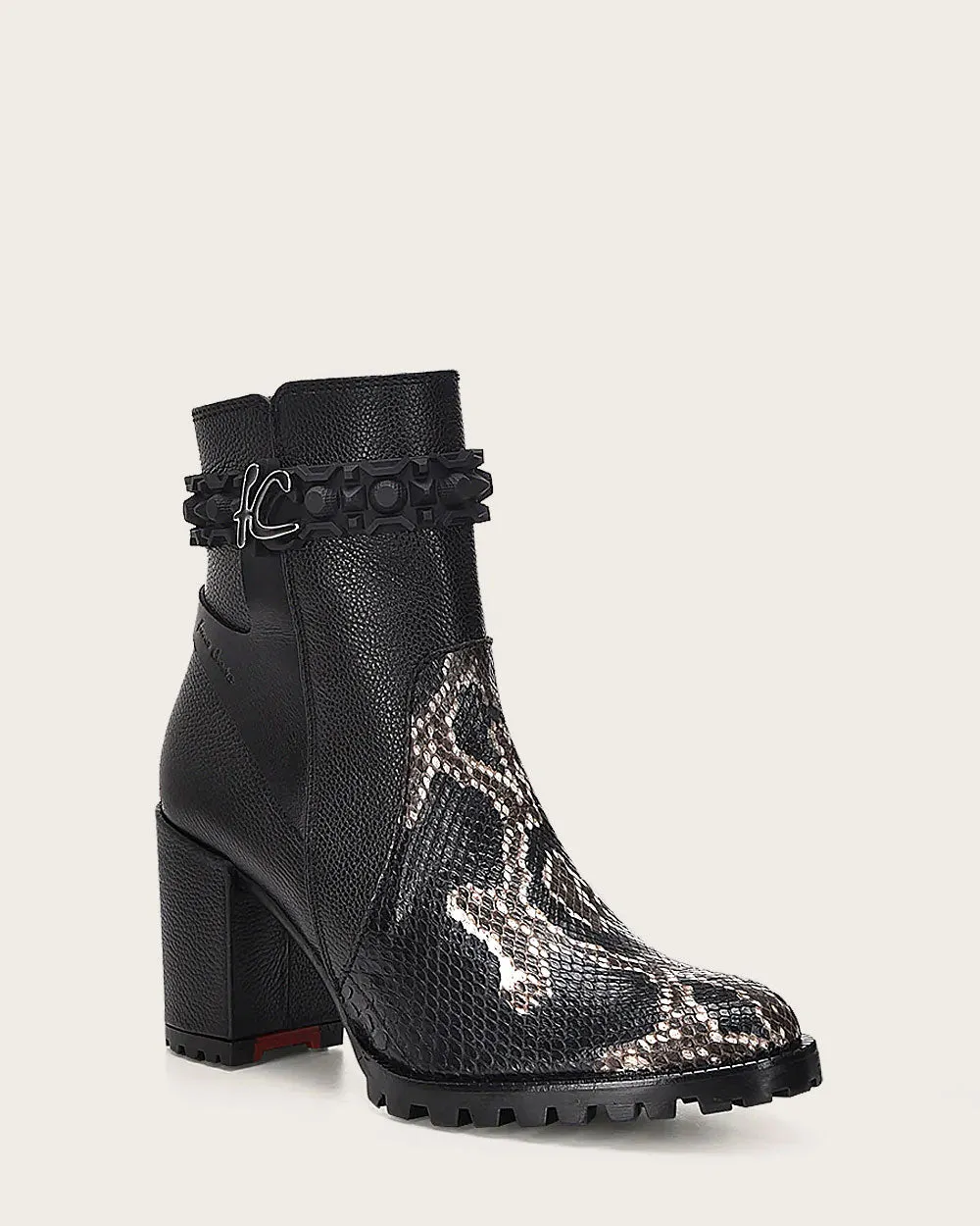 Ankle black exotic toecap bootie