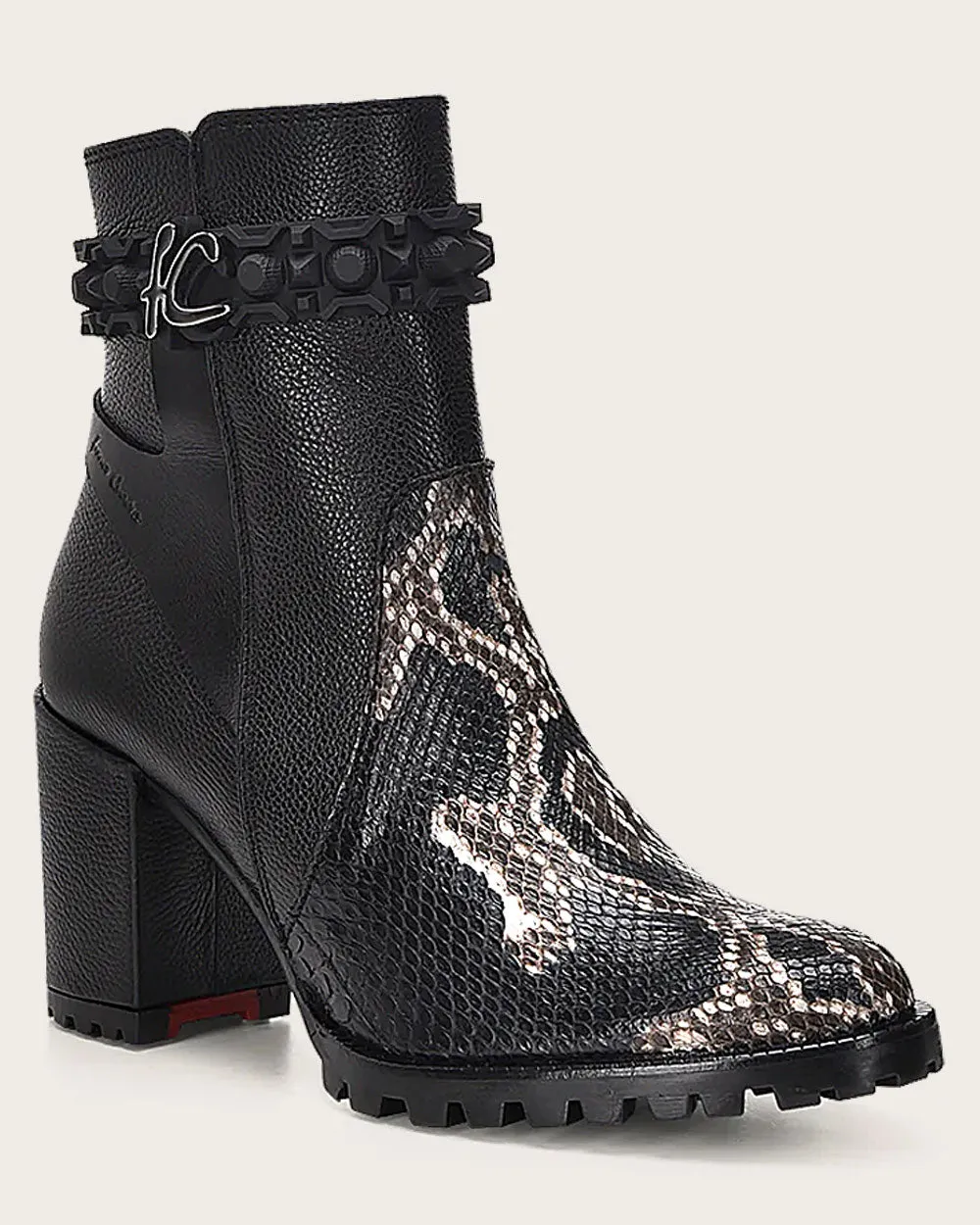 Ankle black exotic toecap bootie