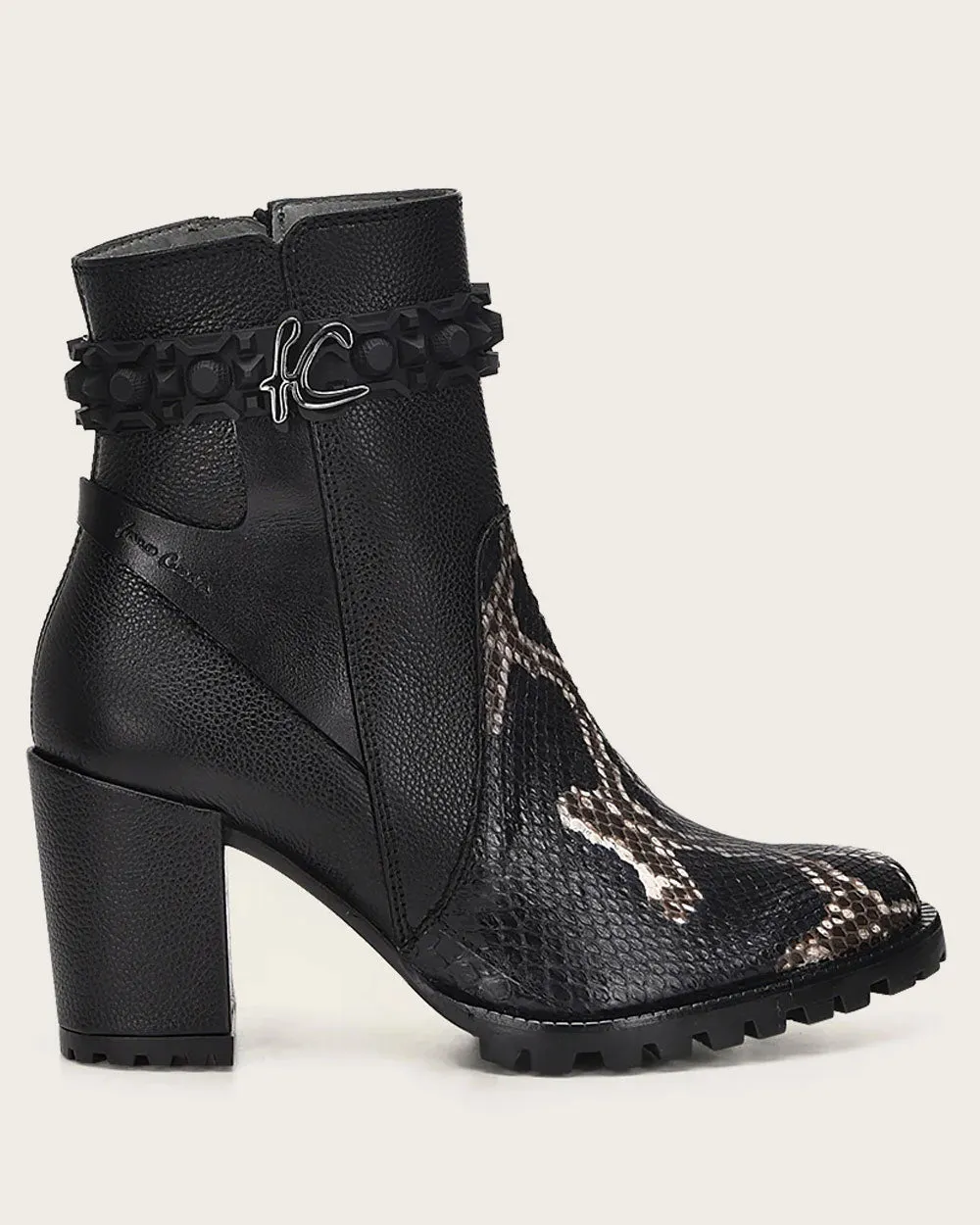 Ankle black exotic toecap bootie