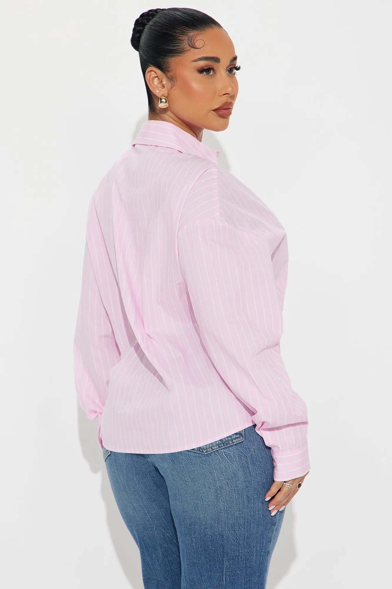 Azani Oversized Striped Shirt - Pink/combo