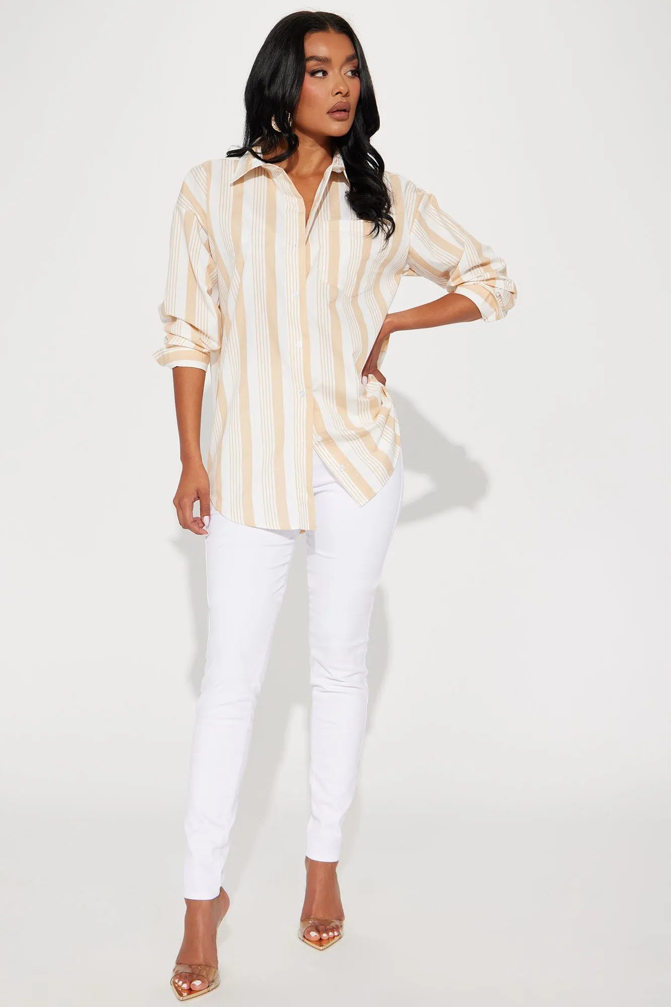 Basic Needs Poplin Shirt - Taupe/combo