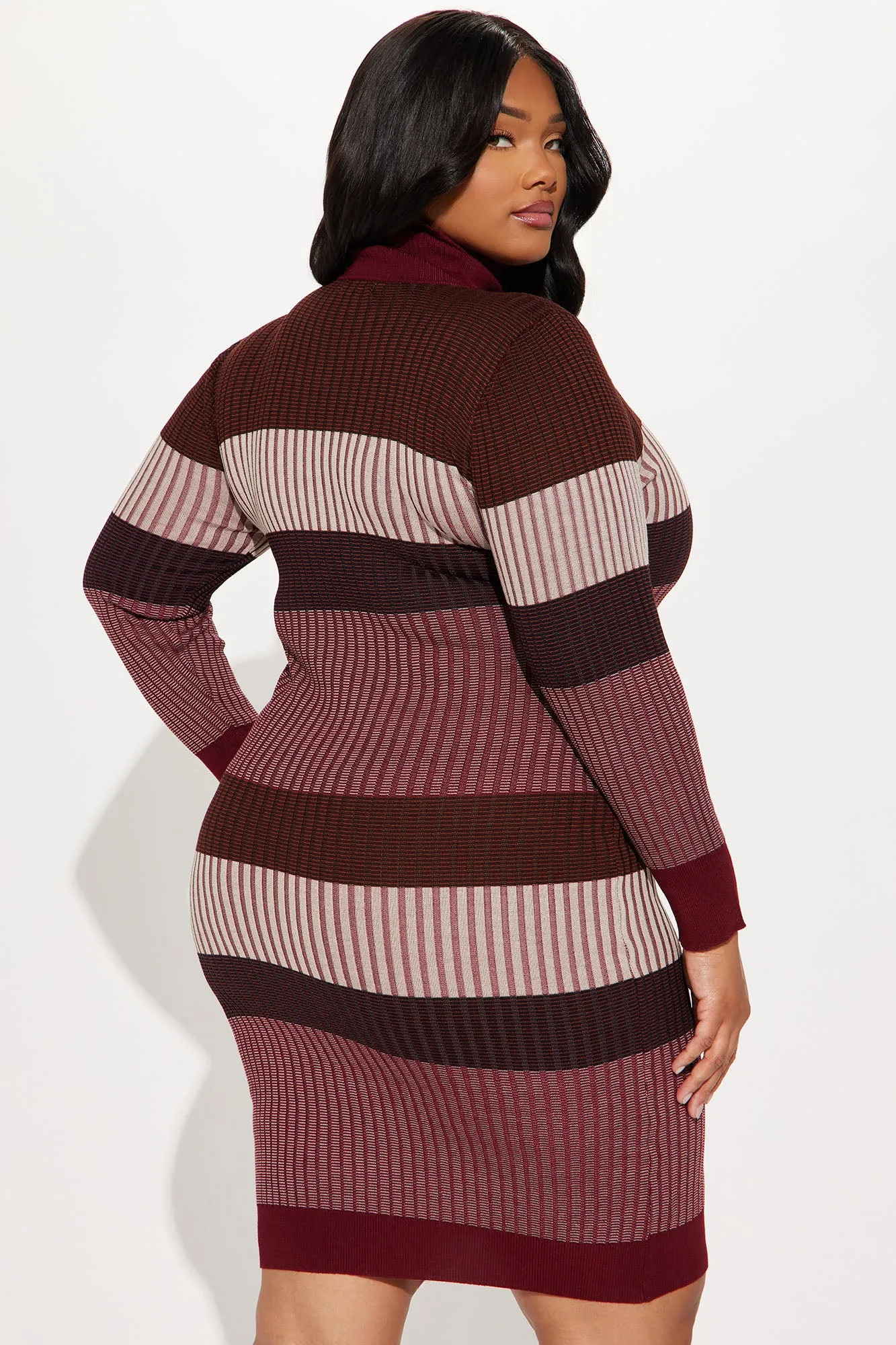 Becca Sweater Midi Dress - Burgundy/combo