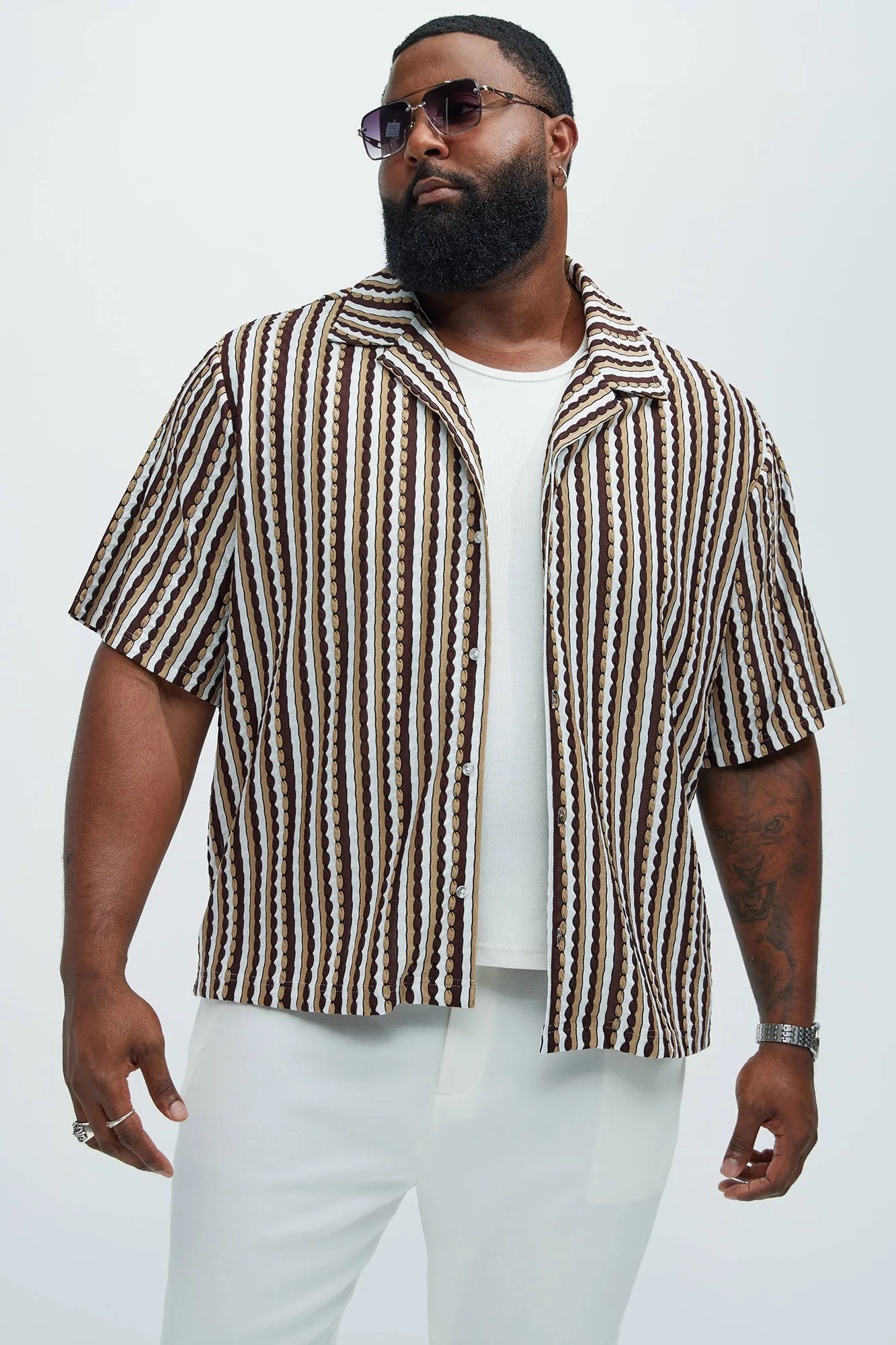 Belfort Jacquard Knit Shirt - Brown