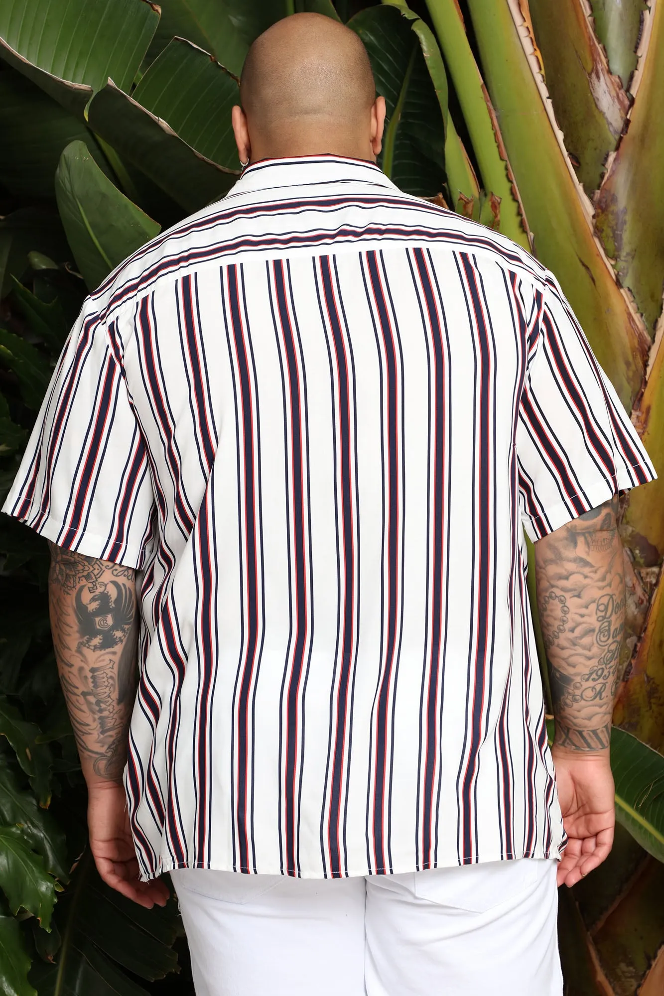 Benny Striped Short Sleeve Woven Top - White/combo