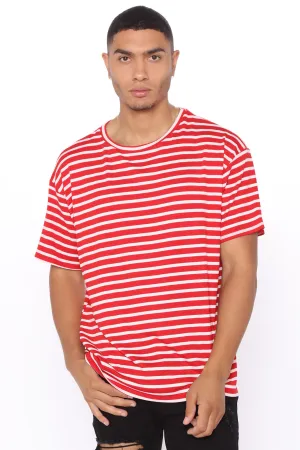 Berry Short Sleeve Oversize Tee - Red