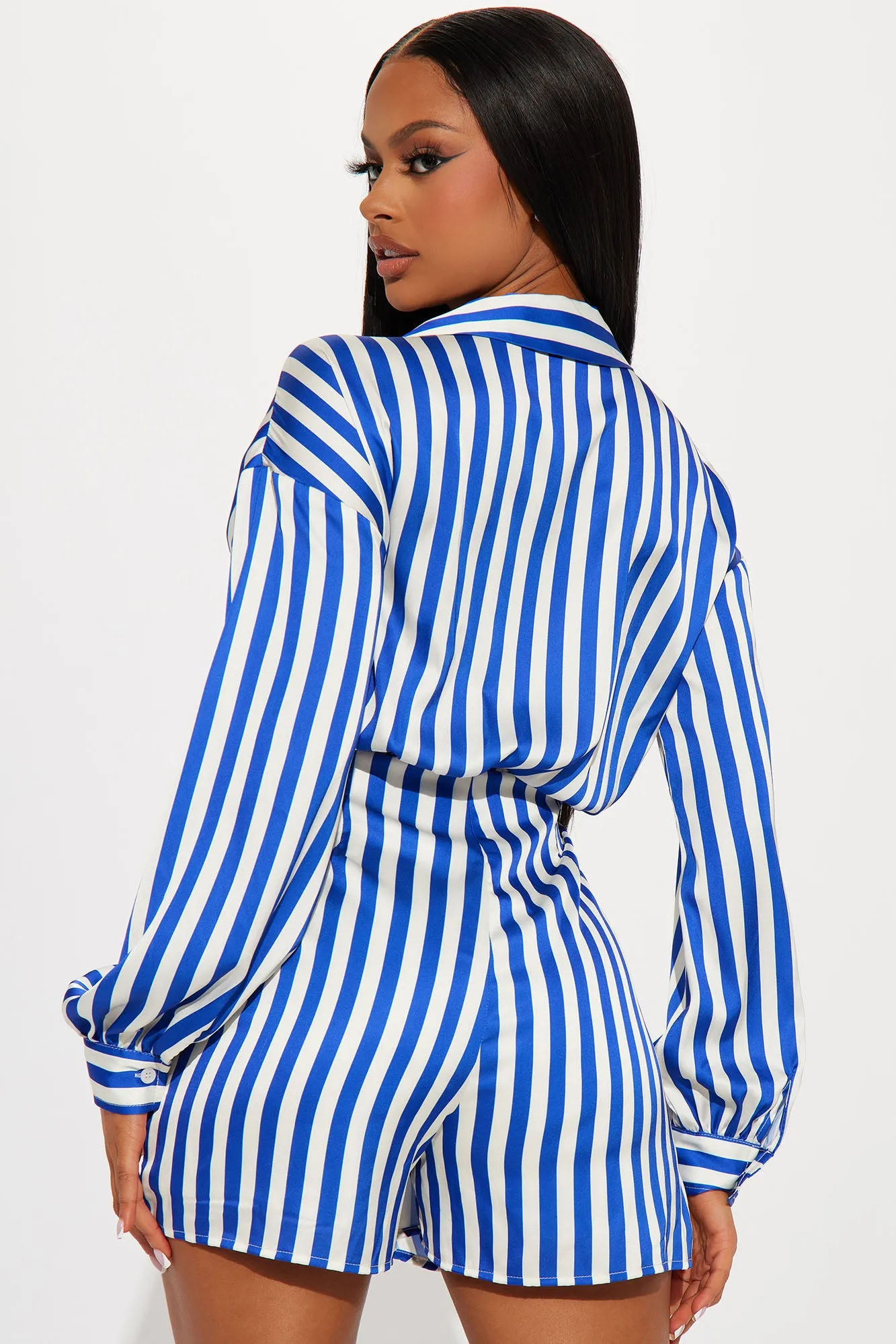 Bethany Striped Romper - Royal/combo