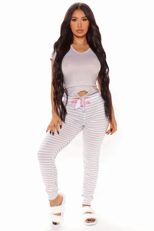 Between The Stripes PJ Pant Set - Grey/combo