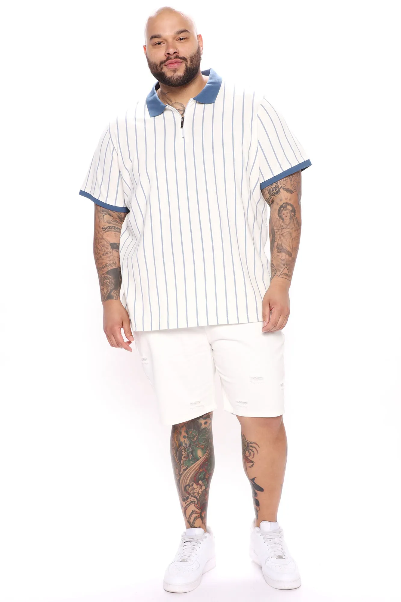 Blurred Lines Short Sleeve Polo - White