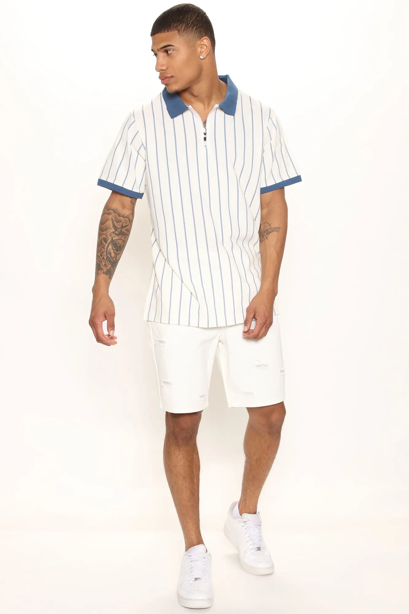 Blurred Lines Short Sleeve Polo - White