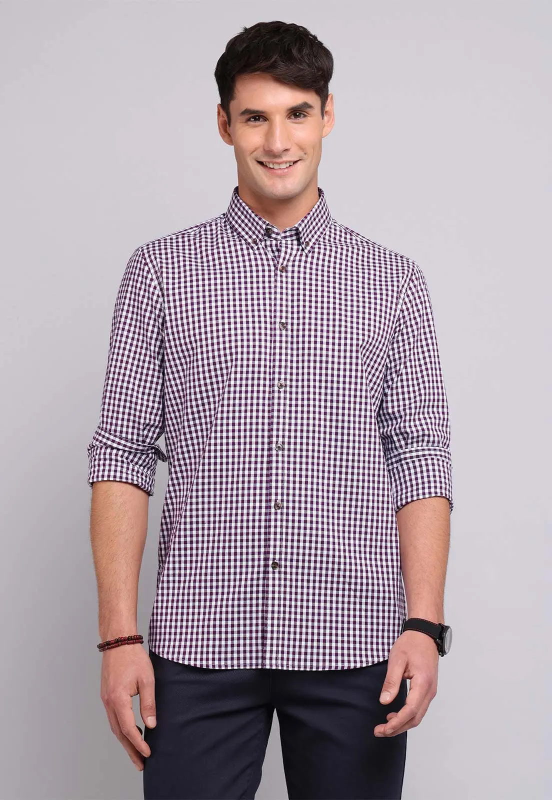 Camisa Hombre Cuadros Purpura