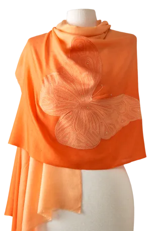 Cashmere Bordado butterfly laranja