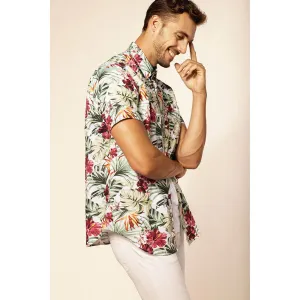 Chemise Manches Courtes À  Imprimé Floral En Coton Biologique