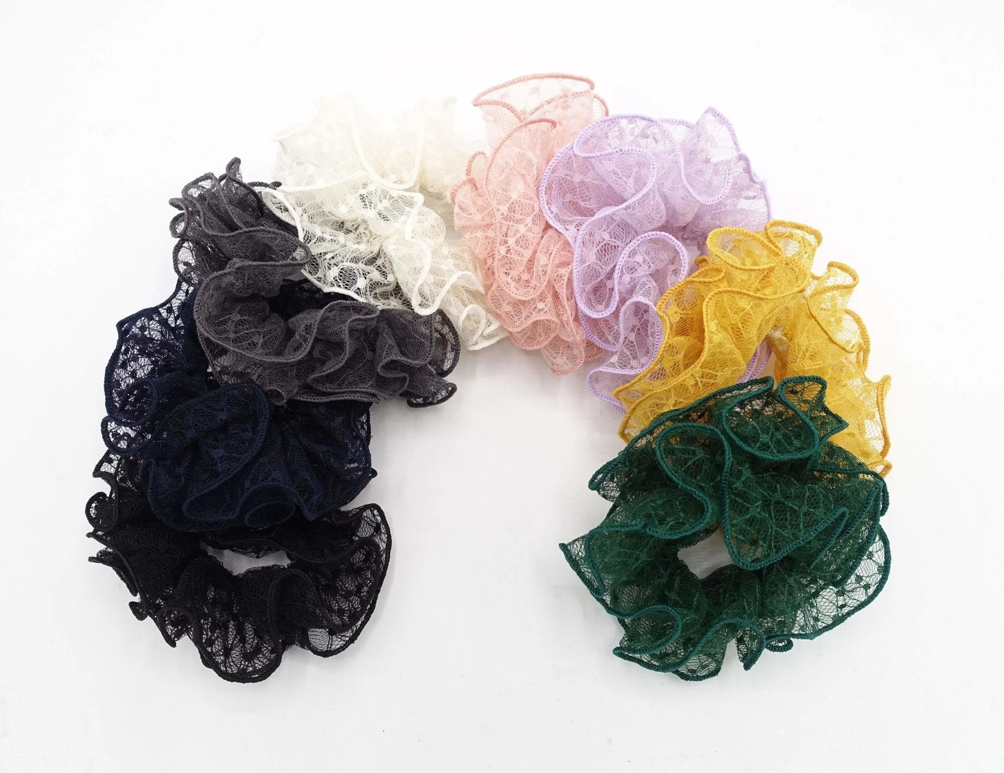 dot diamond lace scrunchies double edge scrunchies hair elastic for women