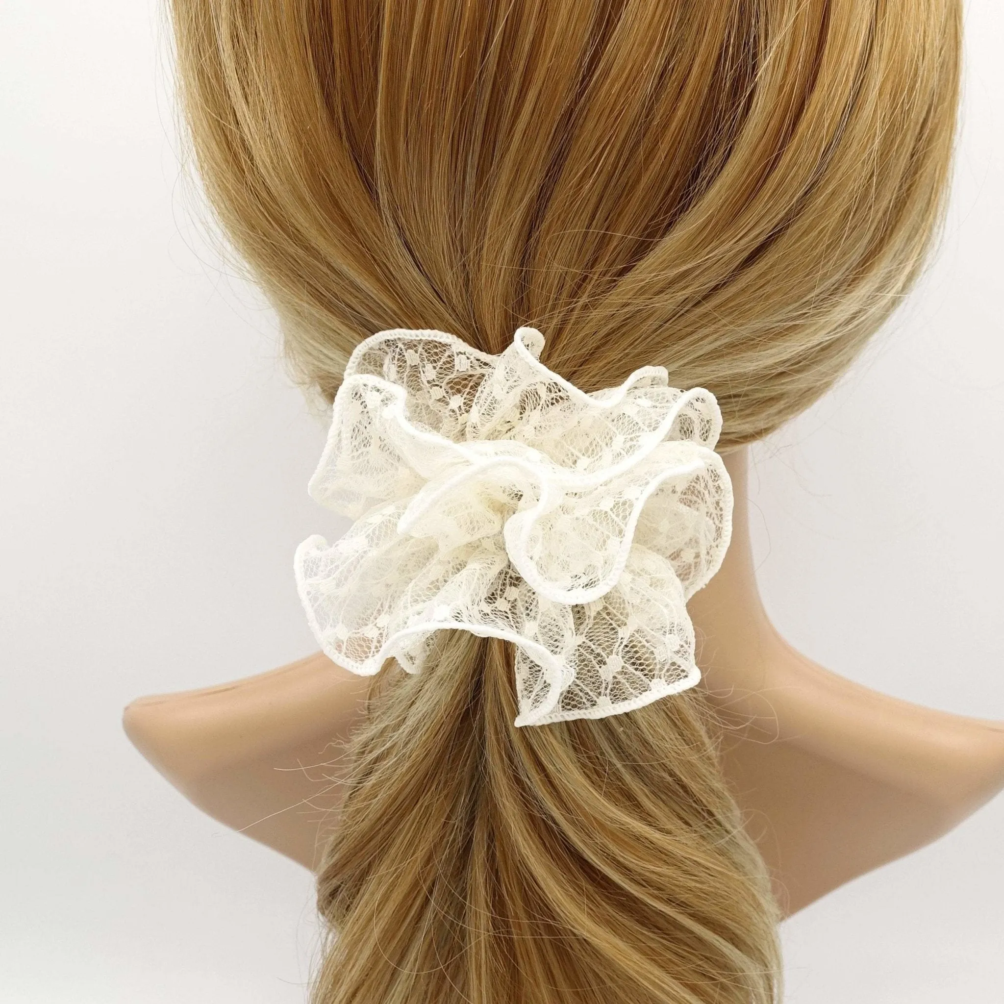 dot diamond lace scrunchies double edge scrunchies hair elastic for women