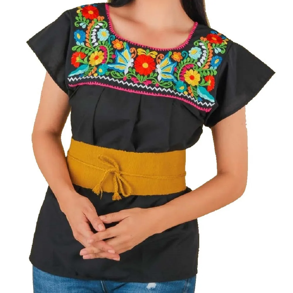 Embroidered Blouse NA-TM-77325 Black