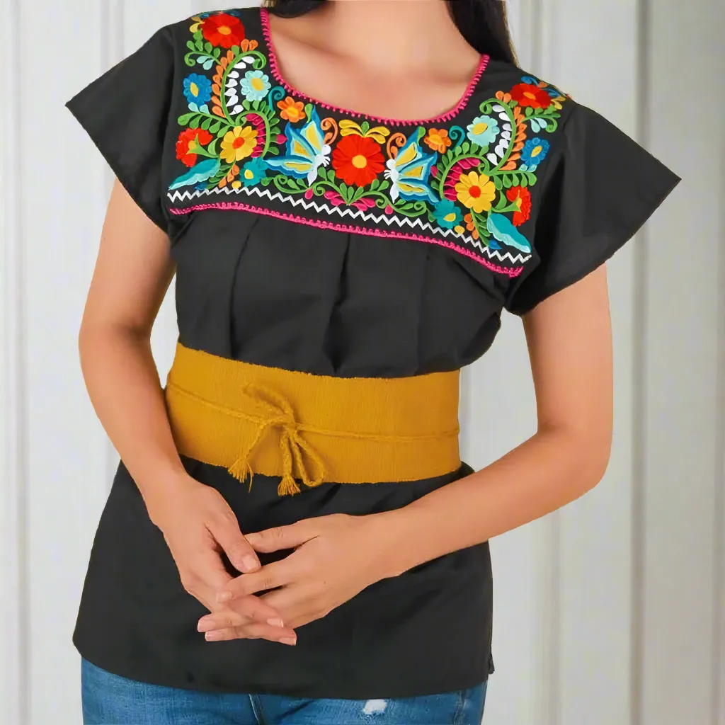 Embroidered Blouse NA-TM-77325 Black