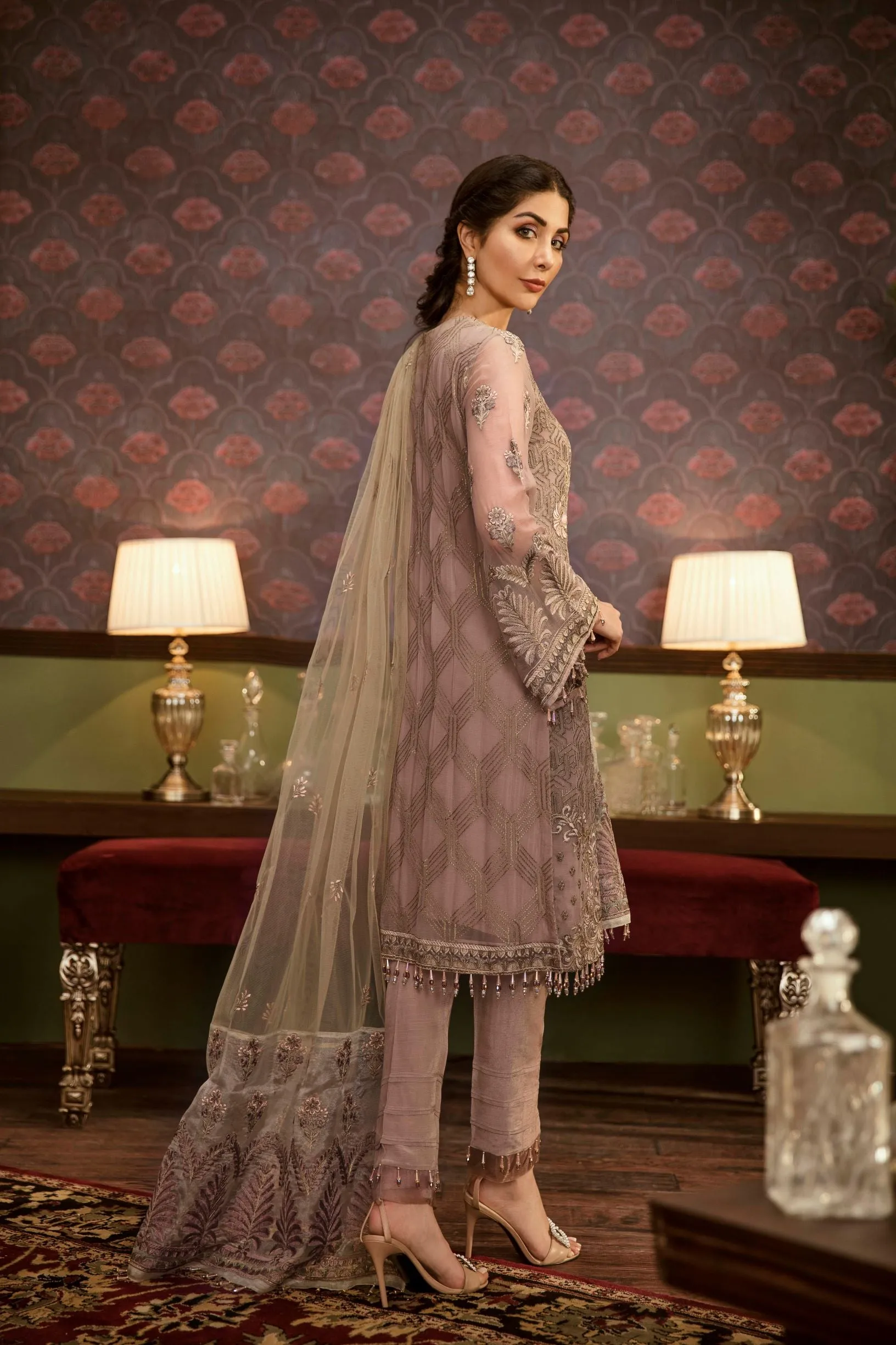 Flossie Embroidered Chiffon Collection – Luxury Edition Vol-5 – Noir