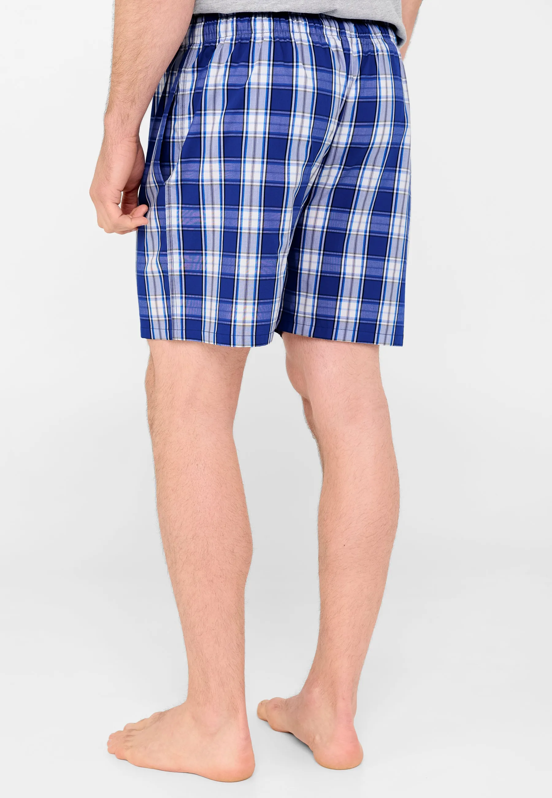 Pantalón Pijama Hombre Corto Algodón Popelín Cuadros - Azul 8500_37