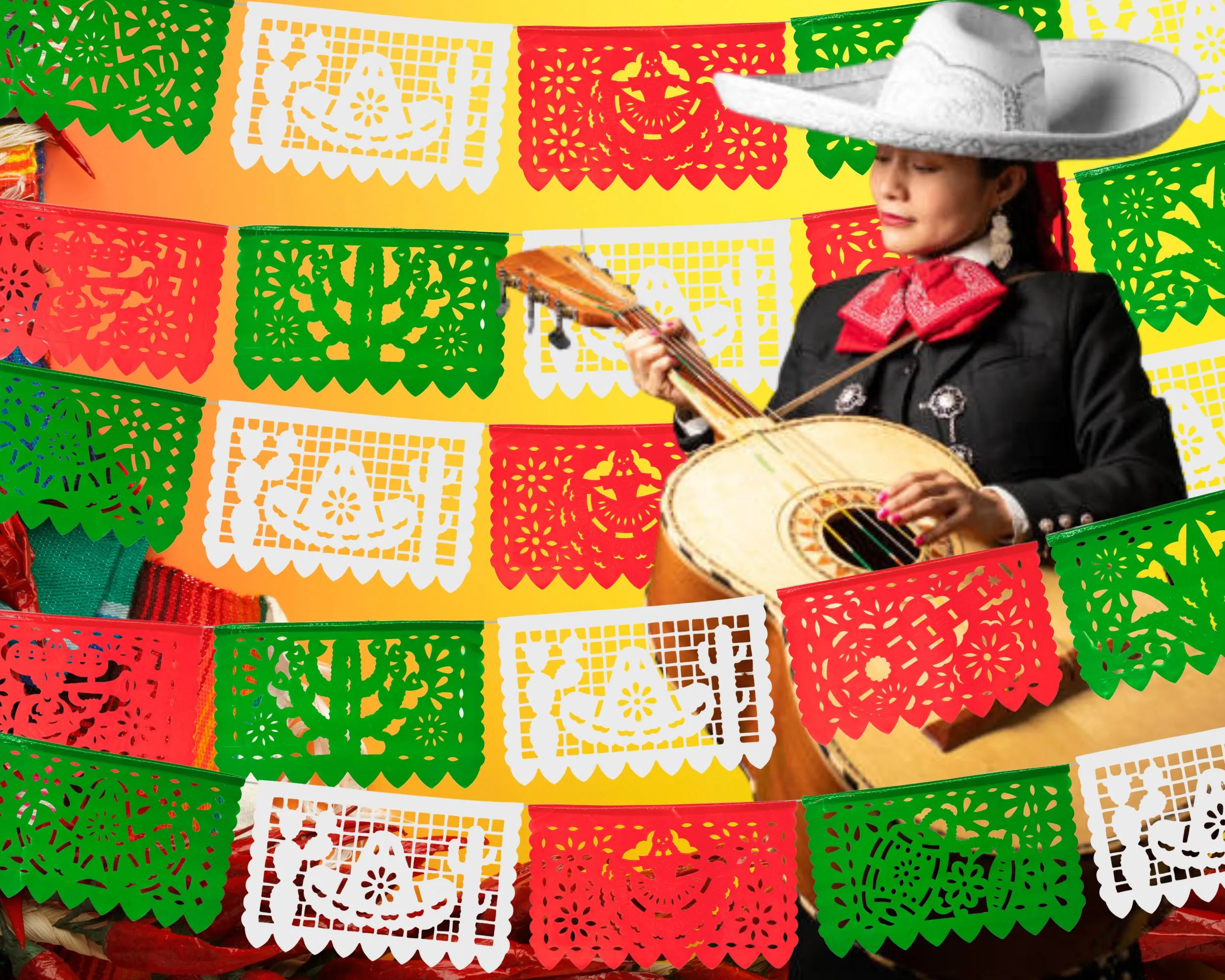 Papel Picado Mexican Independence Day Papel Picado Banner (5 Pack)