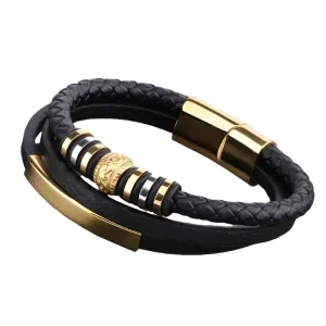 Pulsera de cuero multicapa para hombre