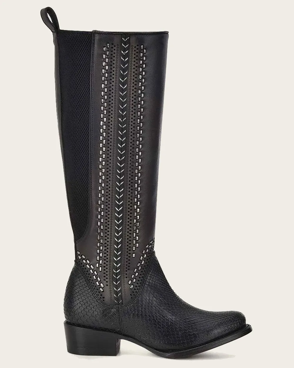 Riding style black exotic boot