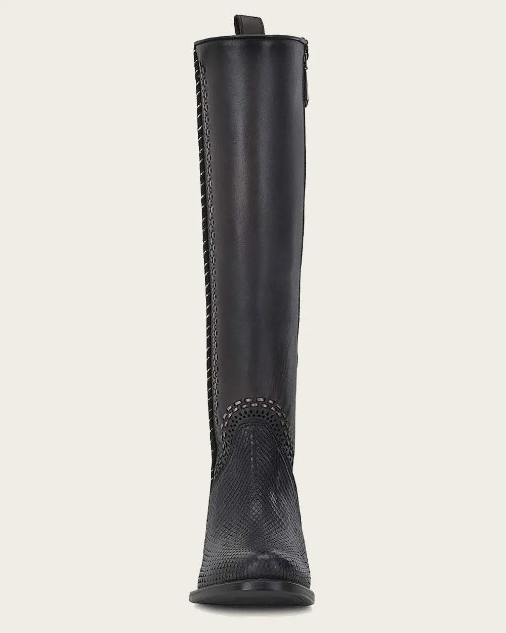 Riding style black exotic boot