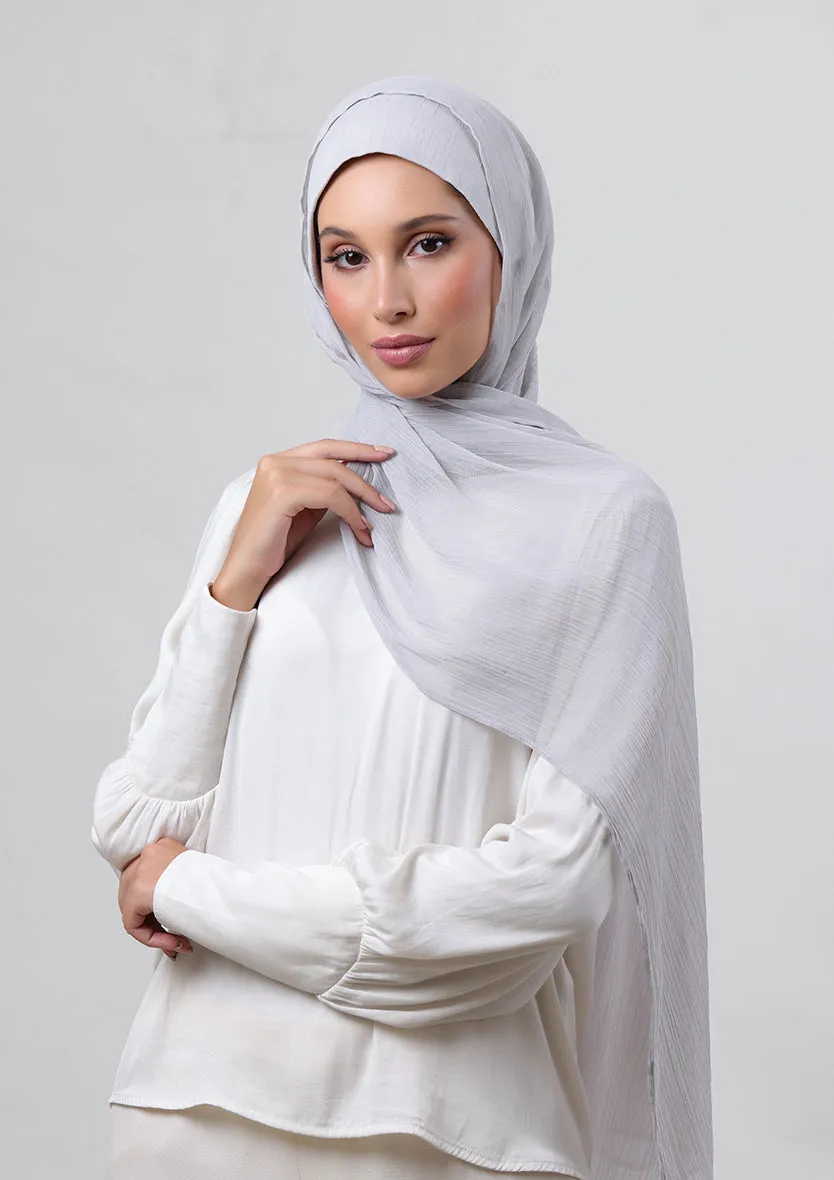 Silver- Classic Shawl- Plain Crinkled Chiffon